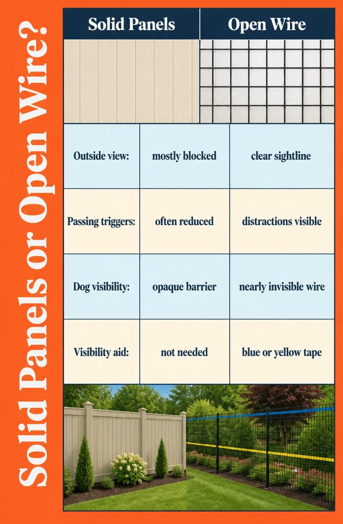 Solid Panels or Open Wire information graphic